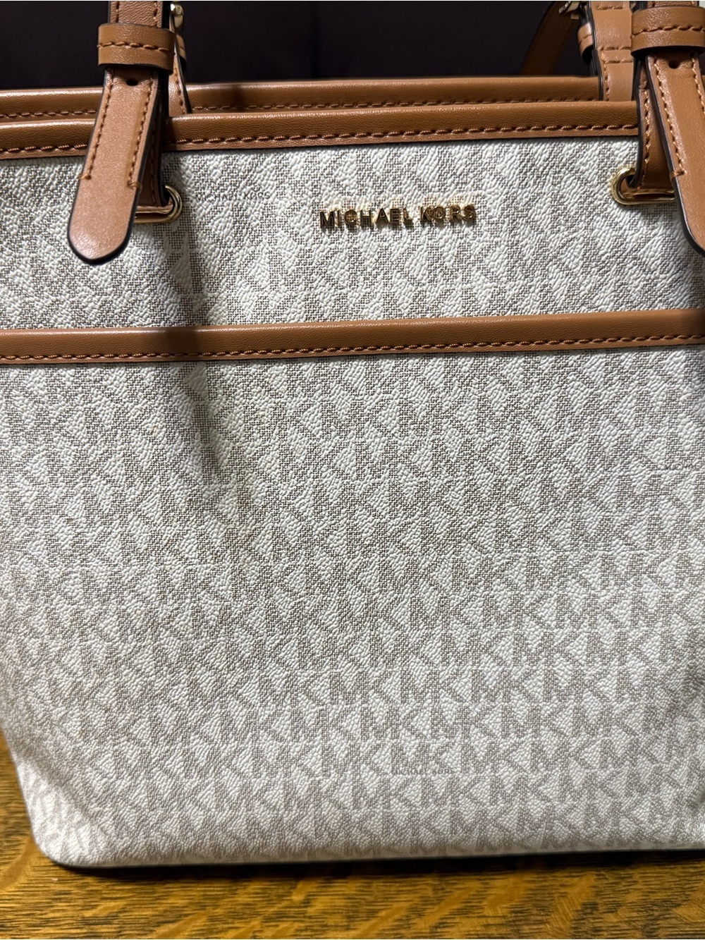 Michael Kors Cream and Tan MK Signature Bag Bundle - Picture 5 of 7